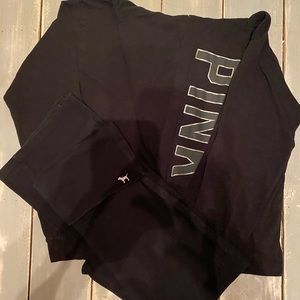 Pink sz L yoga pants and long sleeve hooded tshirt